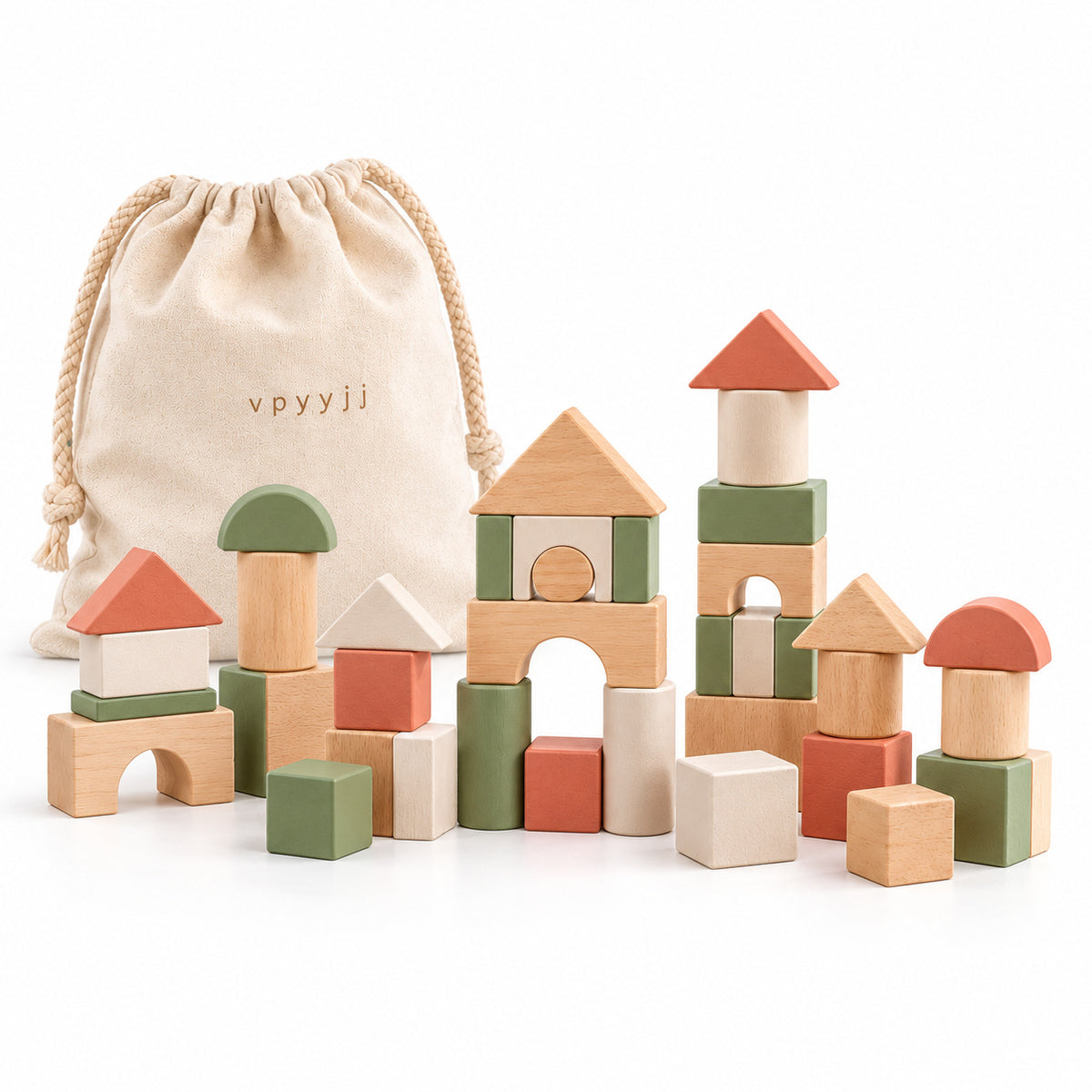 vpyyjj Little City Wooden Blocks — Complete set studio view