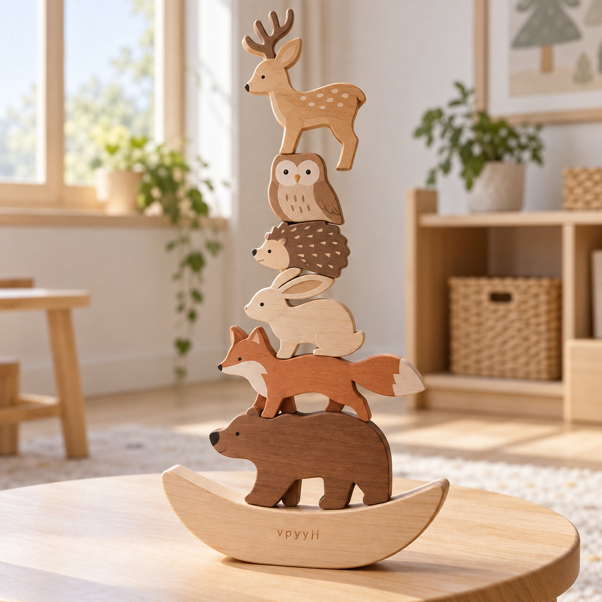 vpyyjj Woodland Animal Stacking Tower — Lifestyle scene