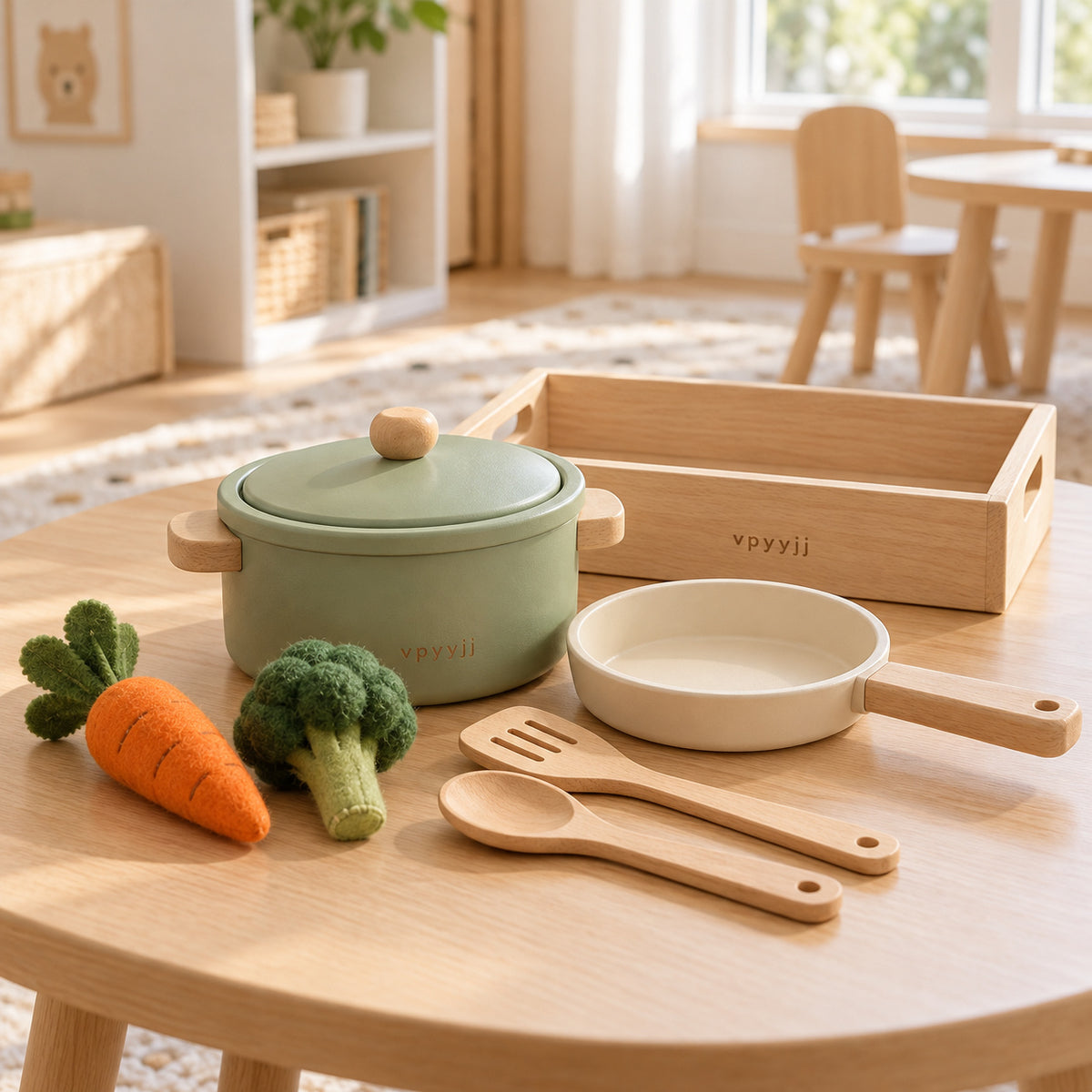 vpyyjj Little Chef Pretend Cooking Set — Lifestyle scene